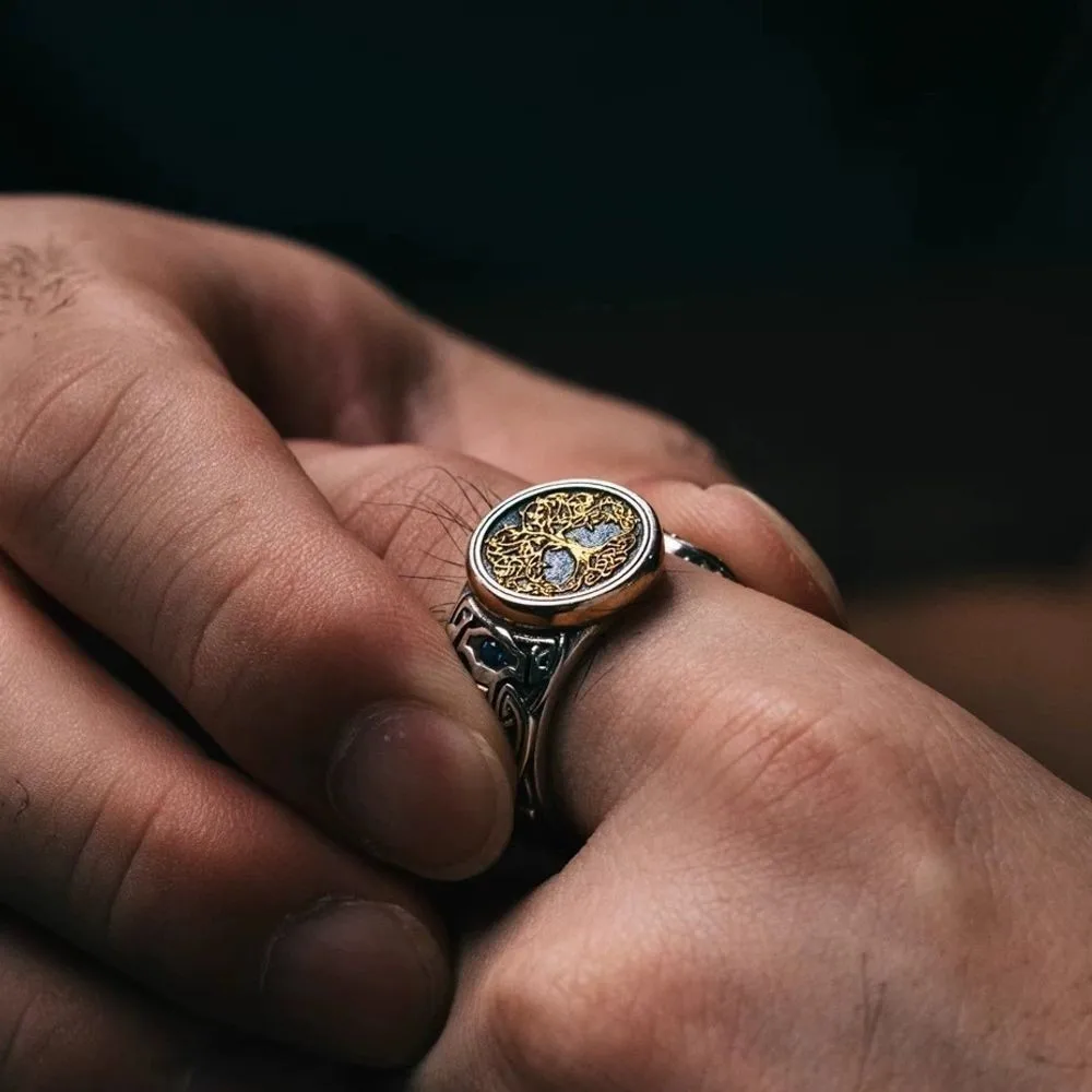 

Vintage Celtic Nordic Forest Son Ring Stainless Steel Retro Nordic Style Men Finger Ring Fashion Punk Casual Jewelry Gift