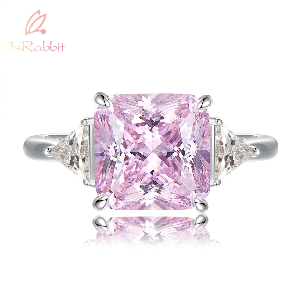 

IsRabbit 18K Gold Plated Radiant Cut 5*7MM Lab Fancy Intense Purple Pink Sapphire Anniversary Rings Luxury Jewelry Drop Shipping