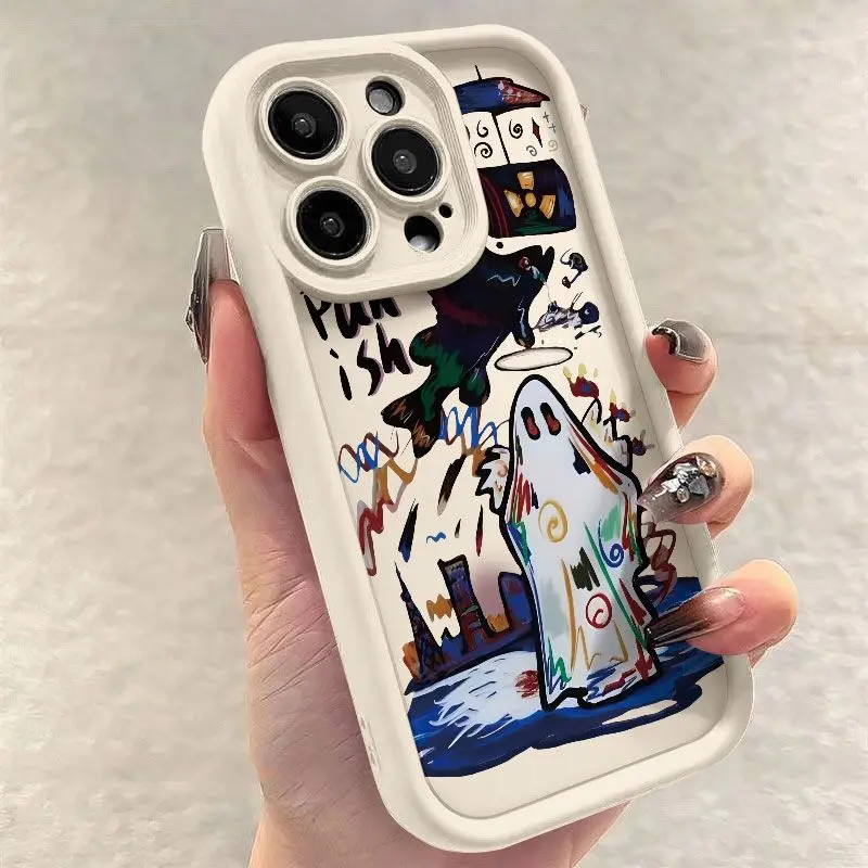 Halloween Ghost Cool Demon Phone Case For IPhone 16 15 14 13 12 11 Pro Max 16 Pro XR Xs Max Fashion Y2k Frosted Anti Fall Cover