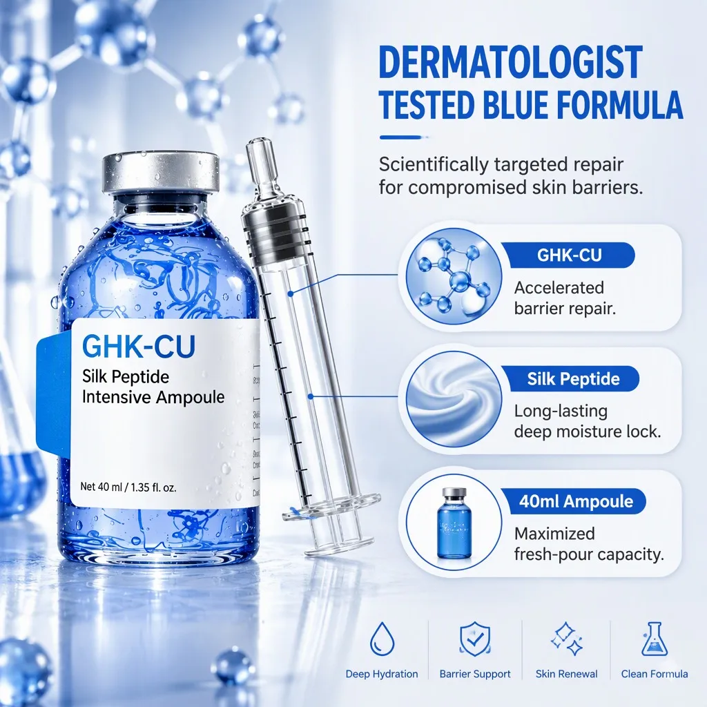Copper Peptide Serum CHK-CU Blue Copper Silk Peptide Ampoule Essence Firm Skin Barrier Repair Moisturizing Skin Care