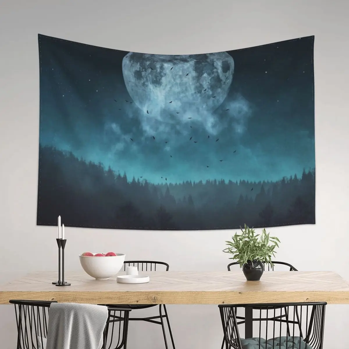 

Full Moon Over Trees Tapestry Wall Hanging Living Room Decoration Room Decor Hanging Wall Tapestry