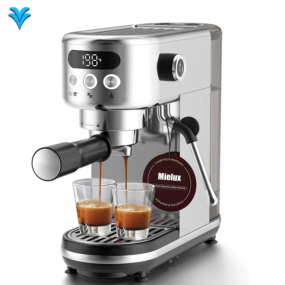 Cafetera Espresso compacta de 20 Bar, máquina de café profesional de acero inoxidable para Barista casera, máquina de café expreso con leche y capuchino