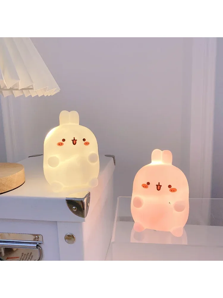Rabbit Night Light Bedhead Bedroom LED Small Table Light Non Plug In Floor Stand Creative Atmosphere Night Light Decoration