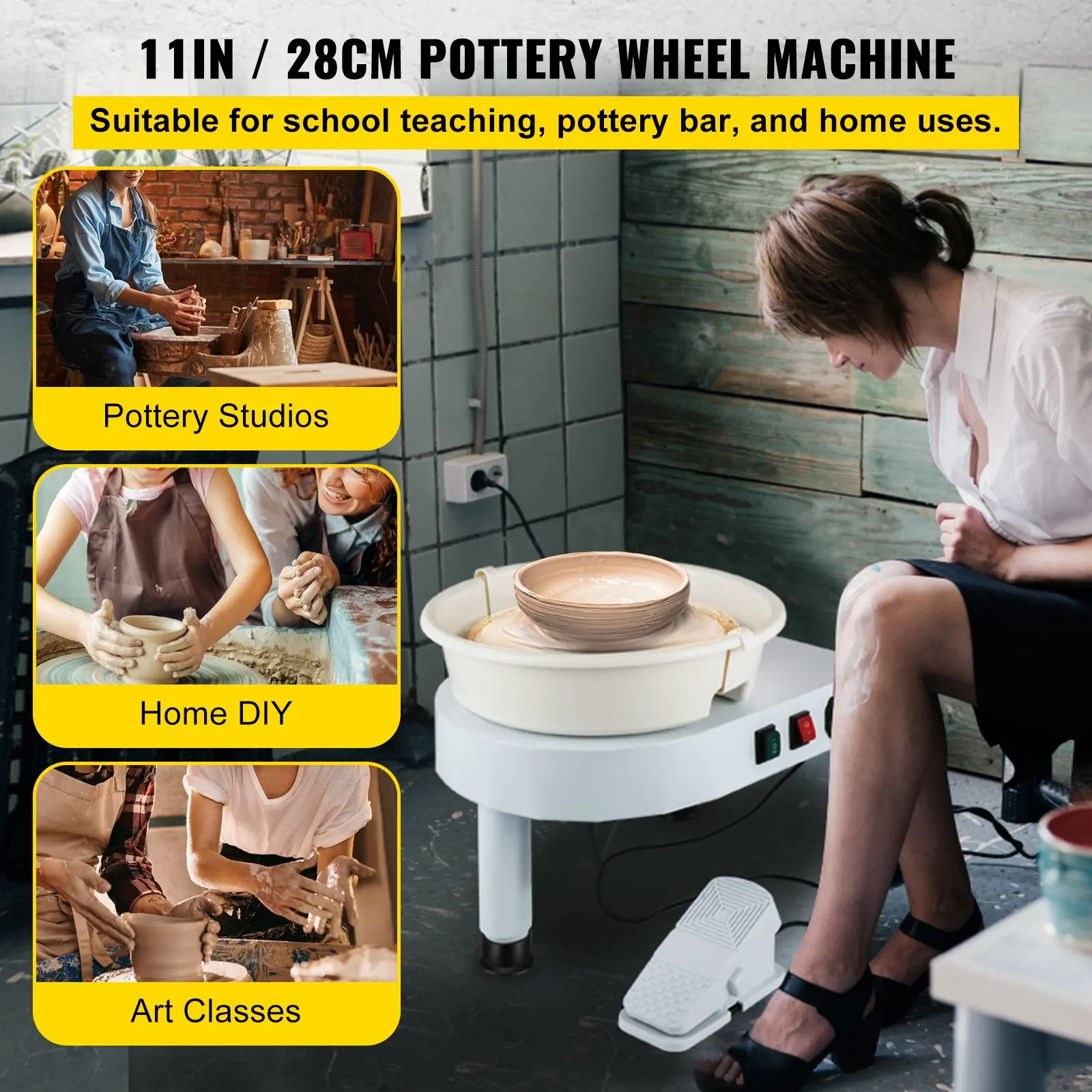 

Pottery Wheel 11in Ceramic Wheel Machine Lift Legs Foot Pedal DIY Tool Kit