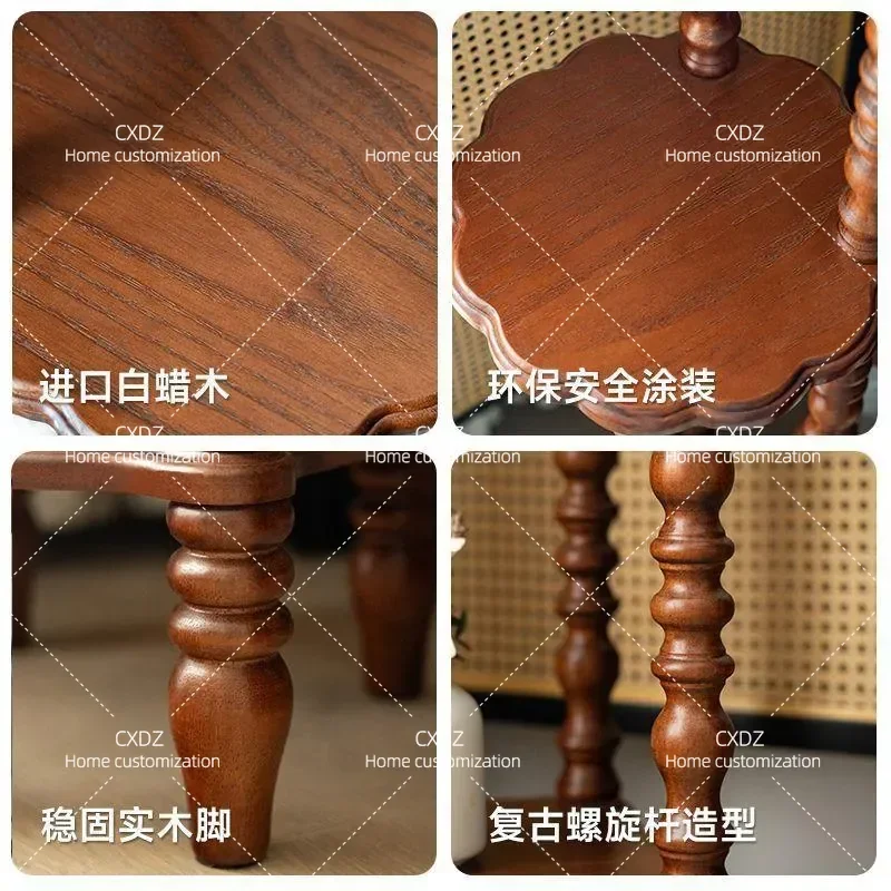 Retro Floor Standing Flower Stand Multi Layer Display Shelf Solid Ash Wood Vintage Home Decor Storage Rack for Living Room
