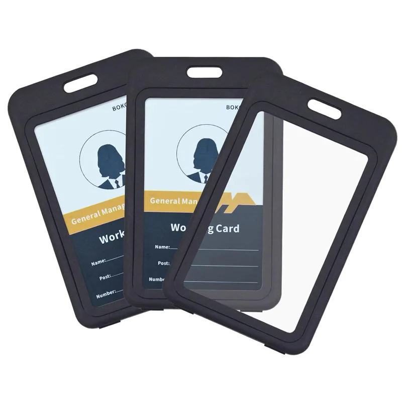 

1pc Vertical Card Holder Double Sided Transparent Hard Plastic Card Protector Multi-color Portable Work Id Card Holder