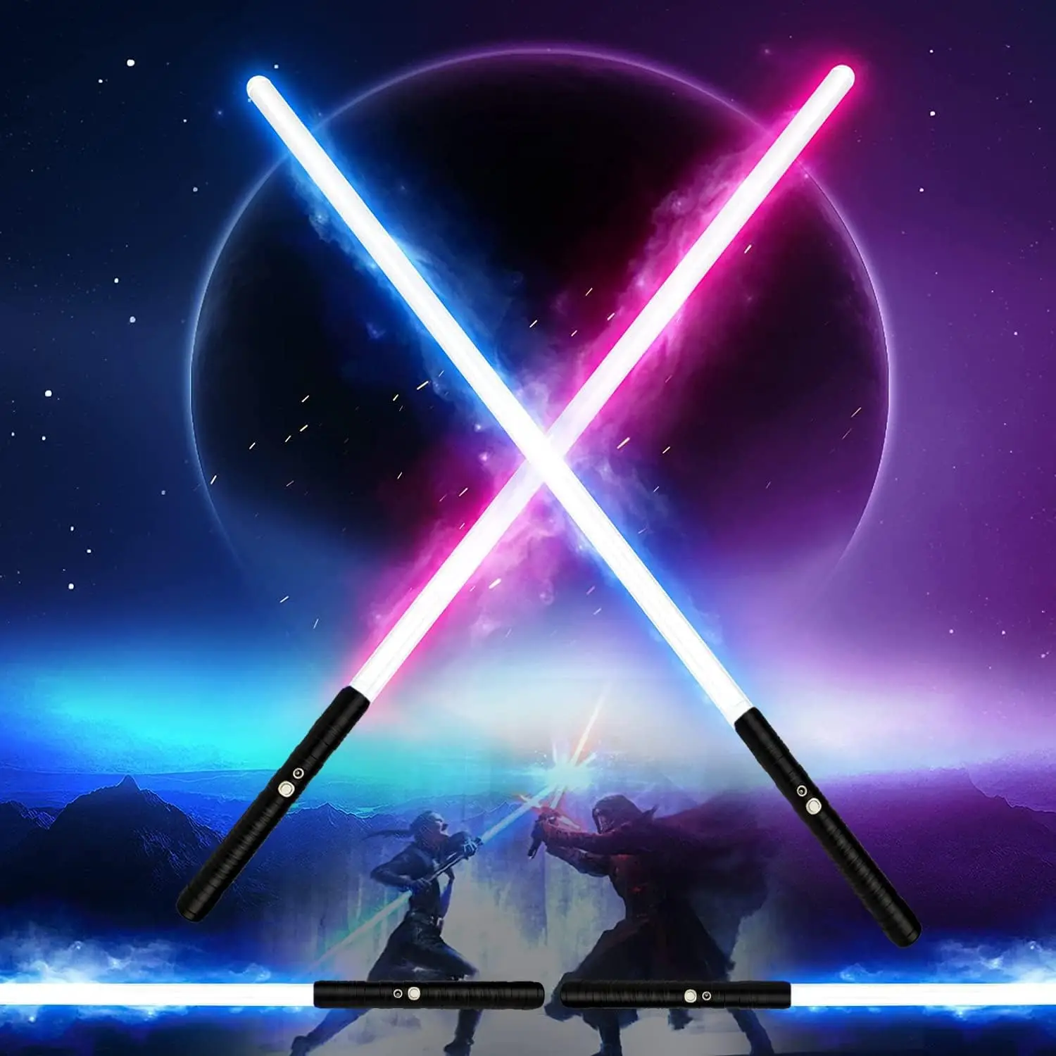 Upgraded RGB Lightsaber 15 Colors 2 In 1 Metal Handle Laser Sword Connectable Weapon Light Saber Sword Flashing Lightsaber Toy