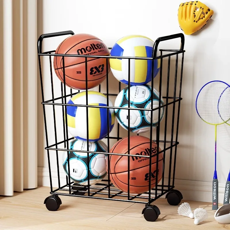 

Rolling Sports Ball Storage Cart Sport Equipment Holder Organizer Gym Workout Sports Gear Storage Basket For Garage Gym School
