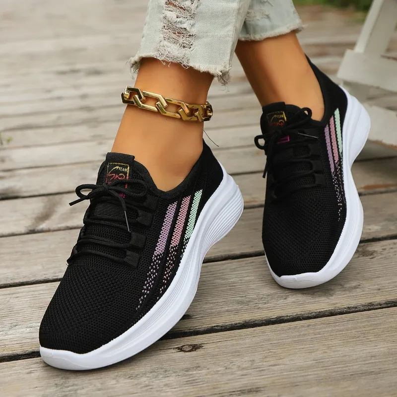 Zapatos de moda para mujer, calzado deportivo de malla transpirable con cordones, Color bloqueado, primavera y otoño, 2024