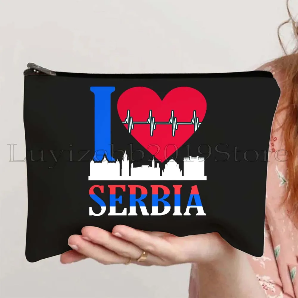 

Белградский герб Сербии, флаг сердца, карта сербов, сувенирная Сербская косметичка, косметичка для макияжа, сумка-карандаш, косметичка на молнии