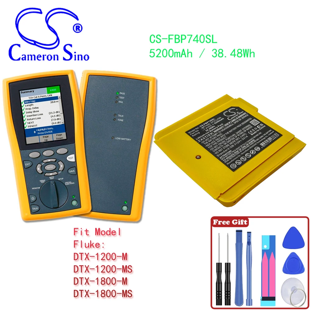 

Equipment, Survey, Test 5200mAh / 38.48Wh Battery For Fluke BP7440 DTX-LION DTX-1200-M DTX-1200-MS DTX-1800-M DTX-1800-MS