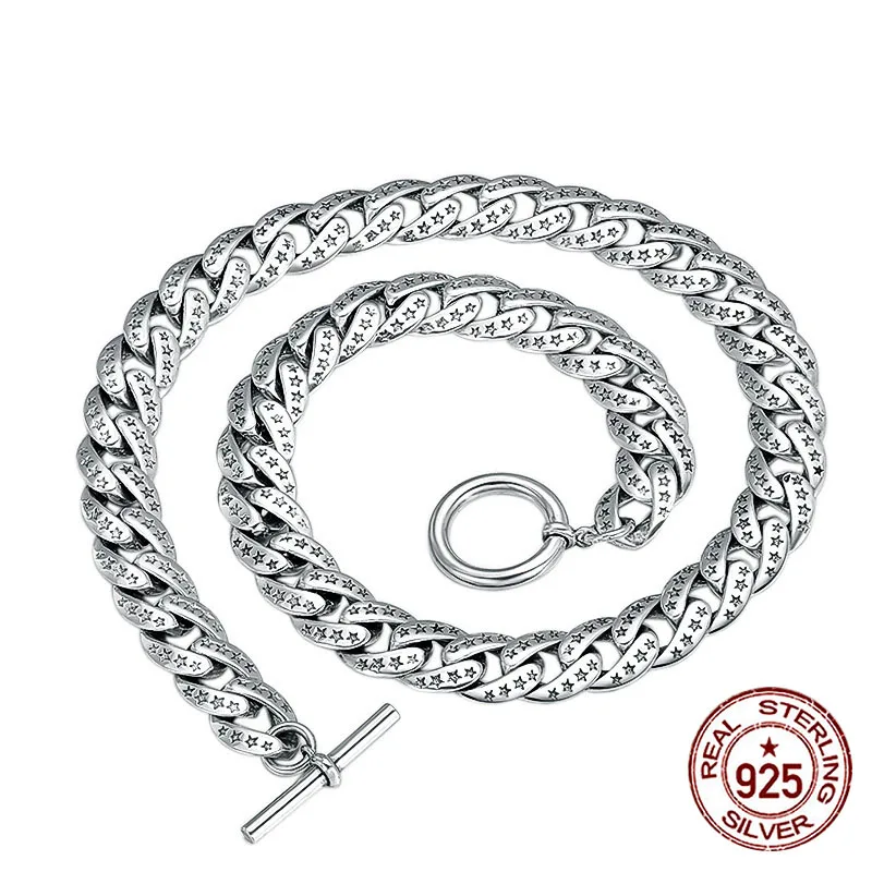 S925 sterling silver jewelry necklace Creative necklace personality Bold trendy pentagram chain