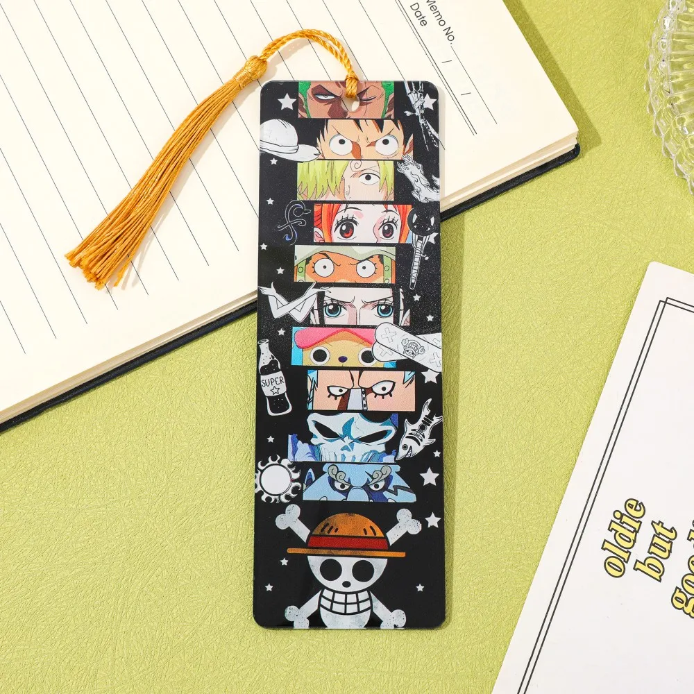 Uma peça anime marcadores acrílico borla luffy zoro nami etc personagens marcador de leitura livro suprimentos fãs estudantes presente