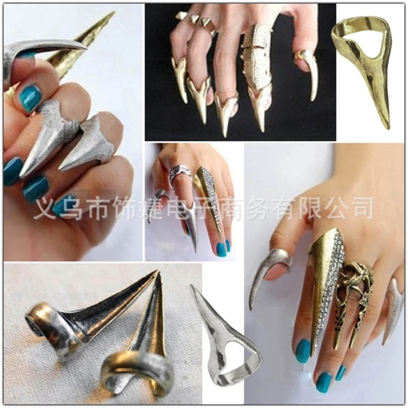 5Pcs/set Ring Stitches Tool Hair Extension Finger Ring Metal Nails For Fingers Easy Braiding Hair Tool Finger Claws Ring Y08E