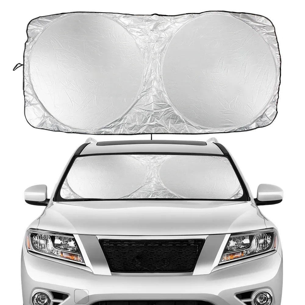 Parasol de doble anillo 140*70 toldo de parabrisas de coche cubierto con protección solar UV toldo de ventana delantera accesorios para automóviles