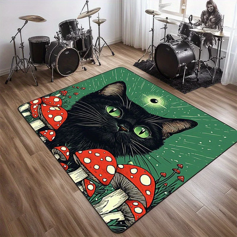 

Cartoon Cat Pattern Printed Non-Slip Rug, Percussion Drum Mat, Living Room Office Anti-Slip Carpet, Birthday Holiday Gift