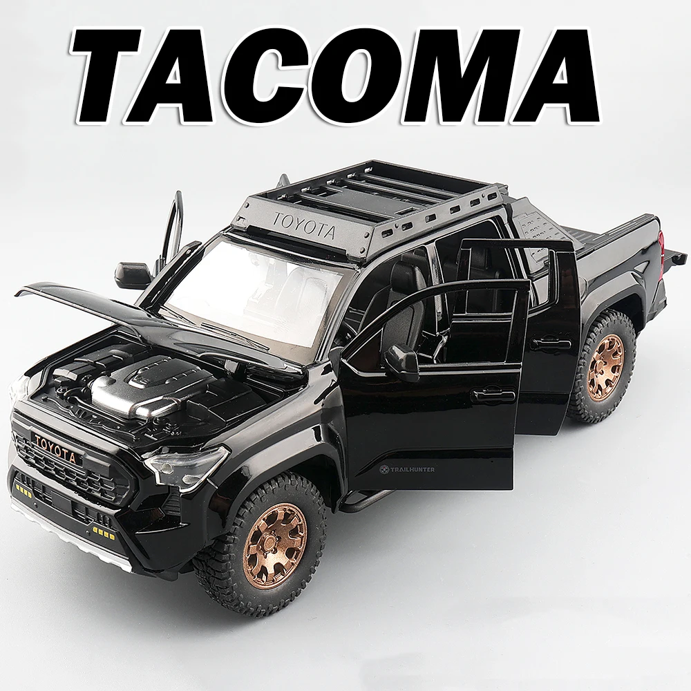 1:24 Auto Tacoma Prado Giocattolo Modello In Lega Pressofusa Veicoli Fuoristrada Suono Luce Pneumatici In Gomma Porte Aperta Tirare Indietro Ragazzo Giocattoli Popolari