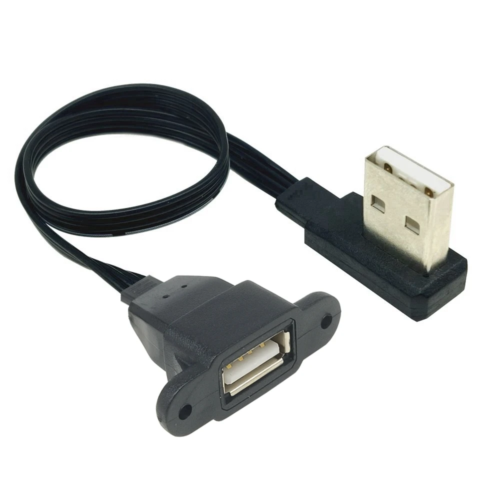5 cm – 1 m, 90-Grad-Typ-EIN-Anschluss, USB-Panel-Mount, USB 2.0-Stecker auf Buchse, Verlängerungskabel mit integriertem Schraubenloch-Verriegelungsanschluss