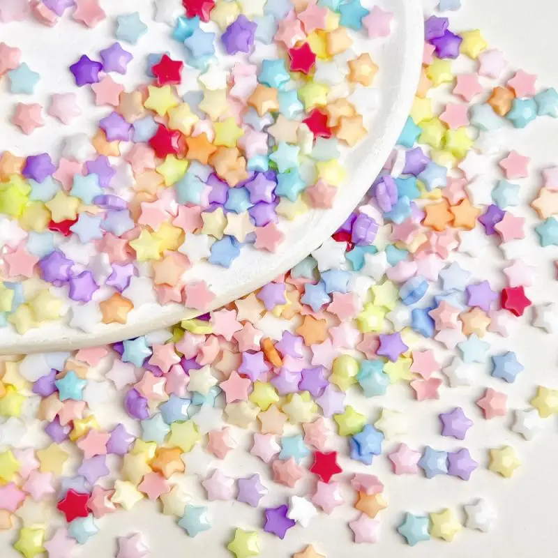 

50PCS Solid Color Five-Pointed Resin Nail Art Charms 3D Minimalist Luminous Star Nail Accessories for DIY Manicure Decorations