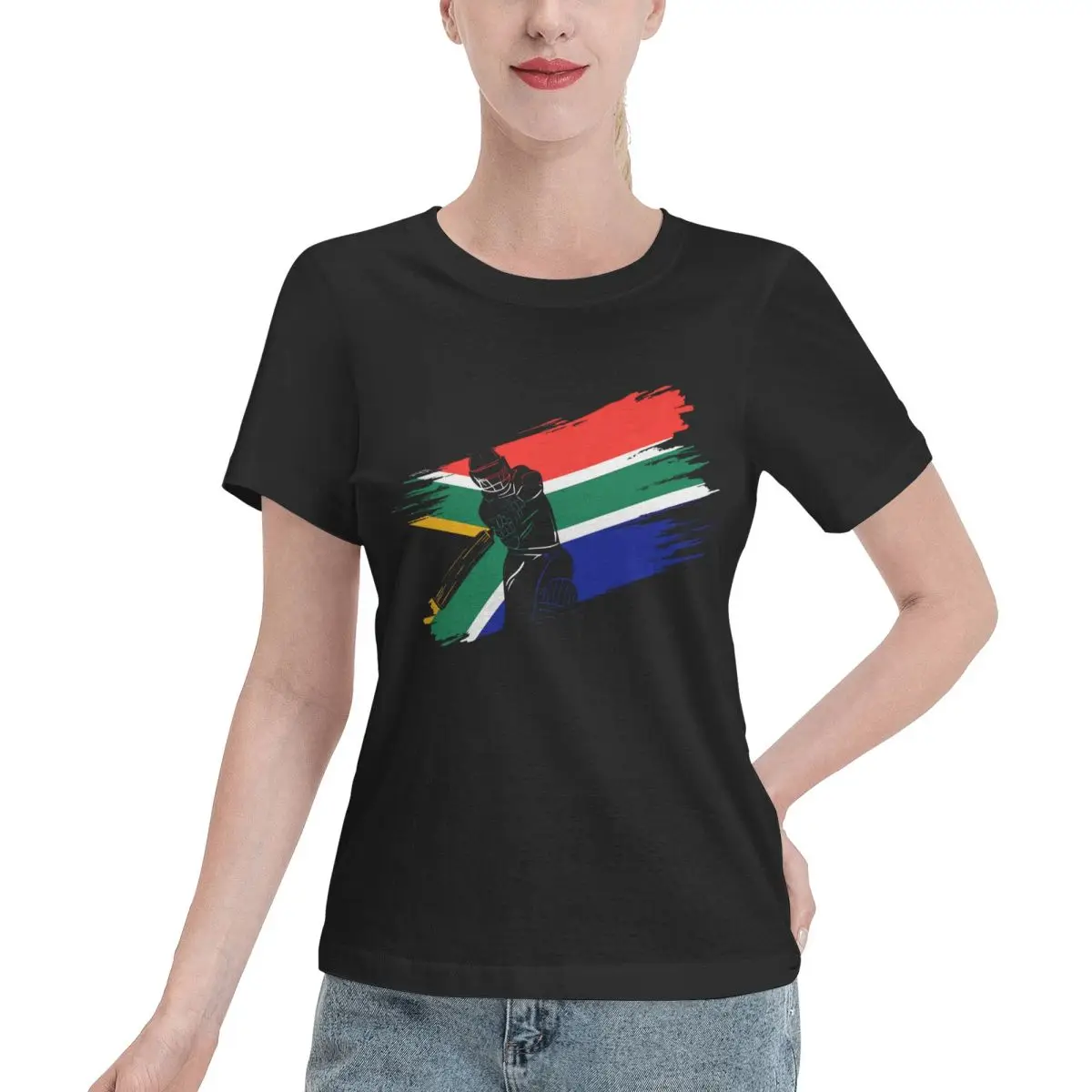 Top Rated South Africa Cricket Fan Funny Cricket Lover Gift Women's T-shirt Vacation 100% Cotton T Shirt