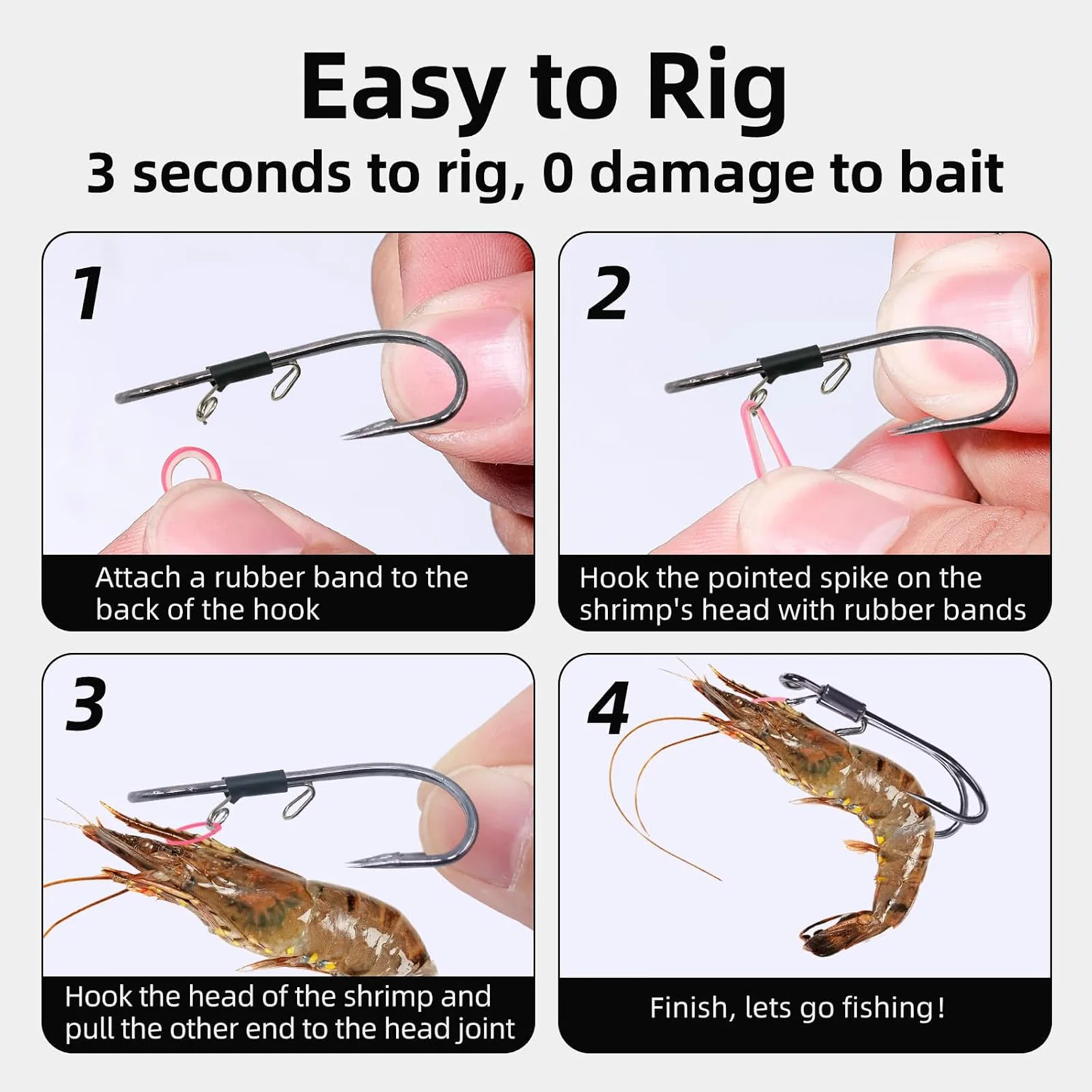 

10pcs 1/0-3/0# Fishhook Set Double Hook Barbed Live Shrimp Fish Hook For Freshwater Saltwater Sharp High Carbon Steel Fishhooks