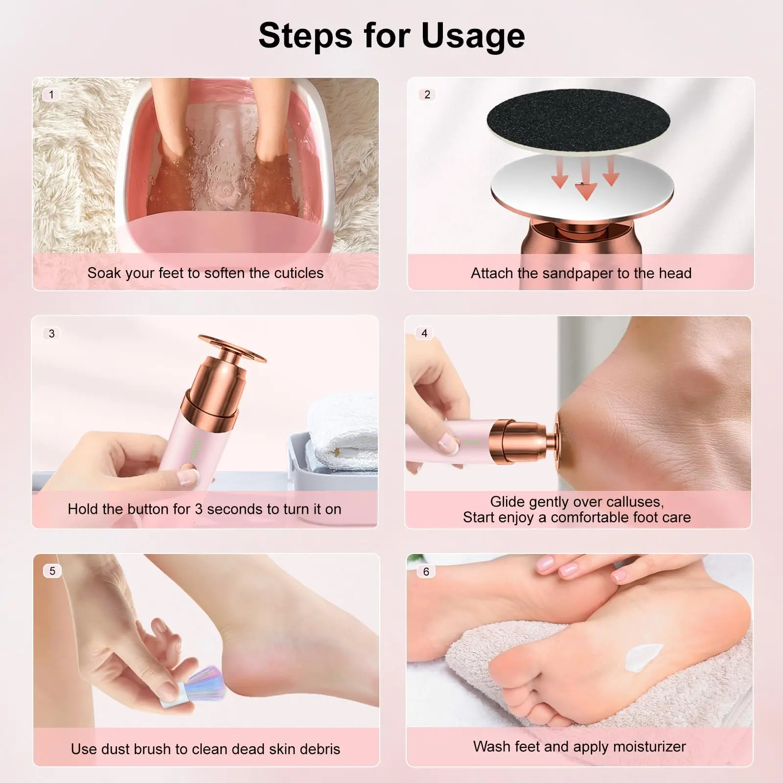 Electric Callus Remover Foot File, Adjustable Speed Pedicure Tool with 30 Sandpaper Discs, Professional Foot Care Gear