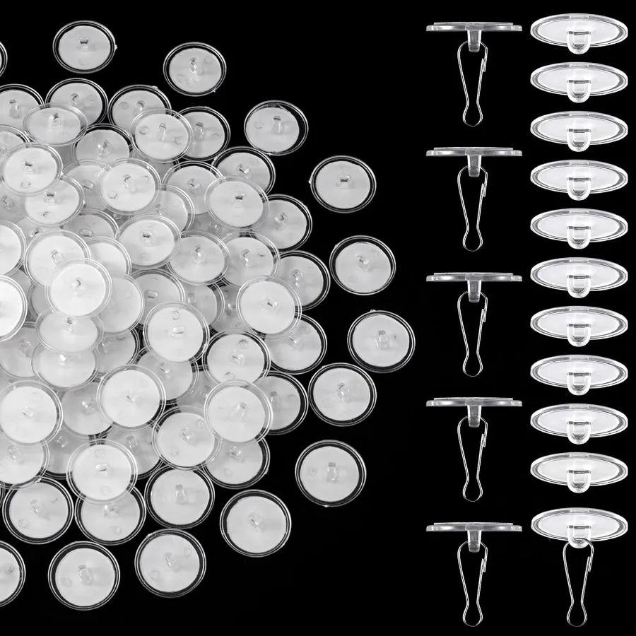 100 عبوة من خطافات السقف ذاتية اللصق لتعليق الأقراص الشفافة اللزجة مع خطافات معدنية شماعة حائط قابلة للإزالة لـ Chr #1