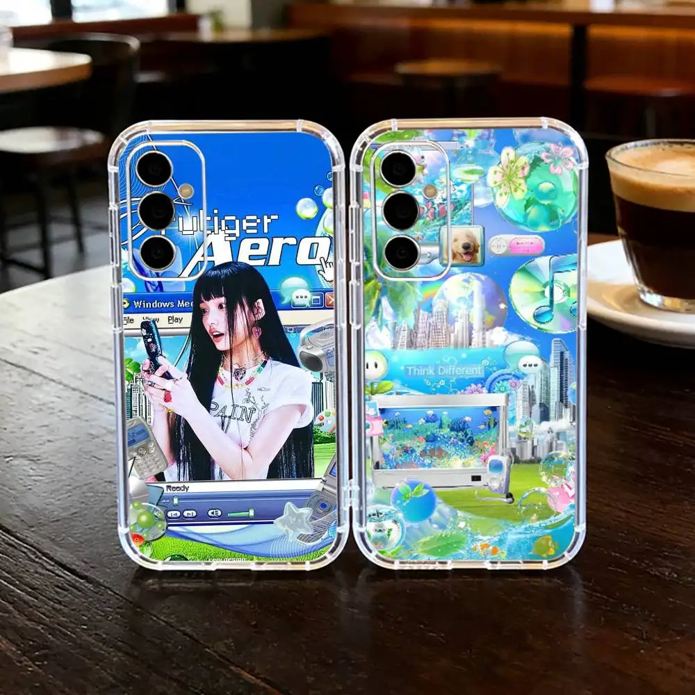 

ART Frutiger Aero Aqua Nostalgia Phone Case For SamsungA10,12,20,21S,30,31,40,50,51,52,70,71 Transparent Cover