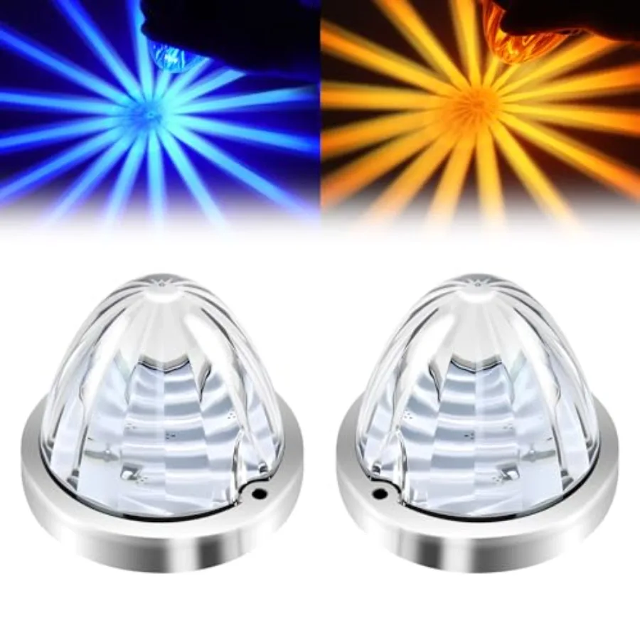 

В наличии: 2 шт. двухцветных светильников (янтарный/синий) в форме арбуза, янтарные указатели поворота, превращающиеся в синие вспомогательные внутренние купольные лампы.