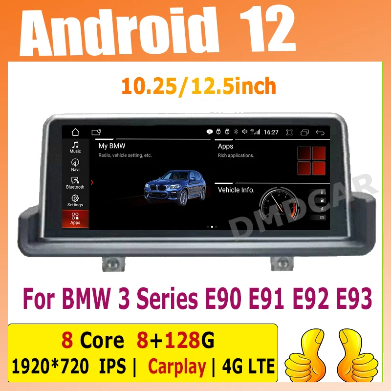 

10.25" 12.5" Android 12 8G+128G Radio Multimedia Player GPS Navigation IPS HD Screen 1920*720P For BMW 3 Series E90 E91 CCC CIC