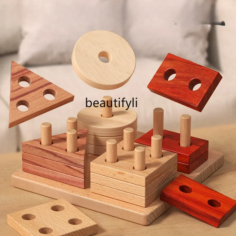 

Log building block matching four sets of columns geometric shape educational toys baby training early education equipment