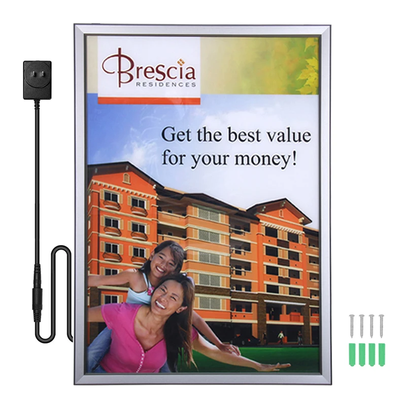 A3 Slim Snap Aluminum LED Light Box - Ultra Thin Backlit Display Frame for Movie Posters & Advertising ( Pack of 5 units)