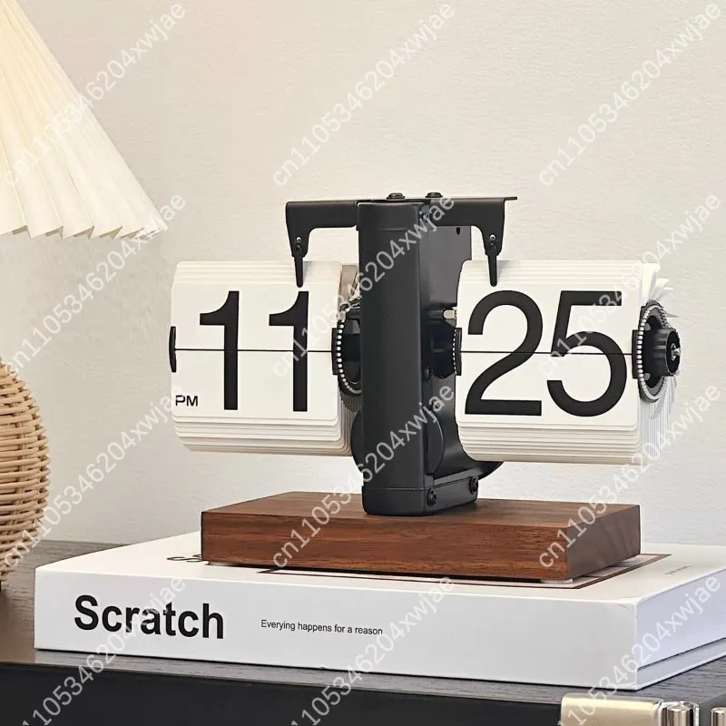 Retro Mechanical Automatic Flip Clock Creative Digital Tabletop Clock Desktop Decor Ornament For Living Room Home Display