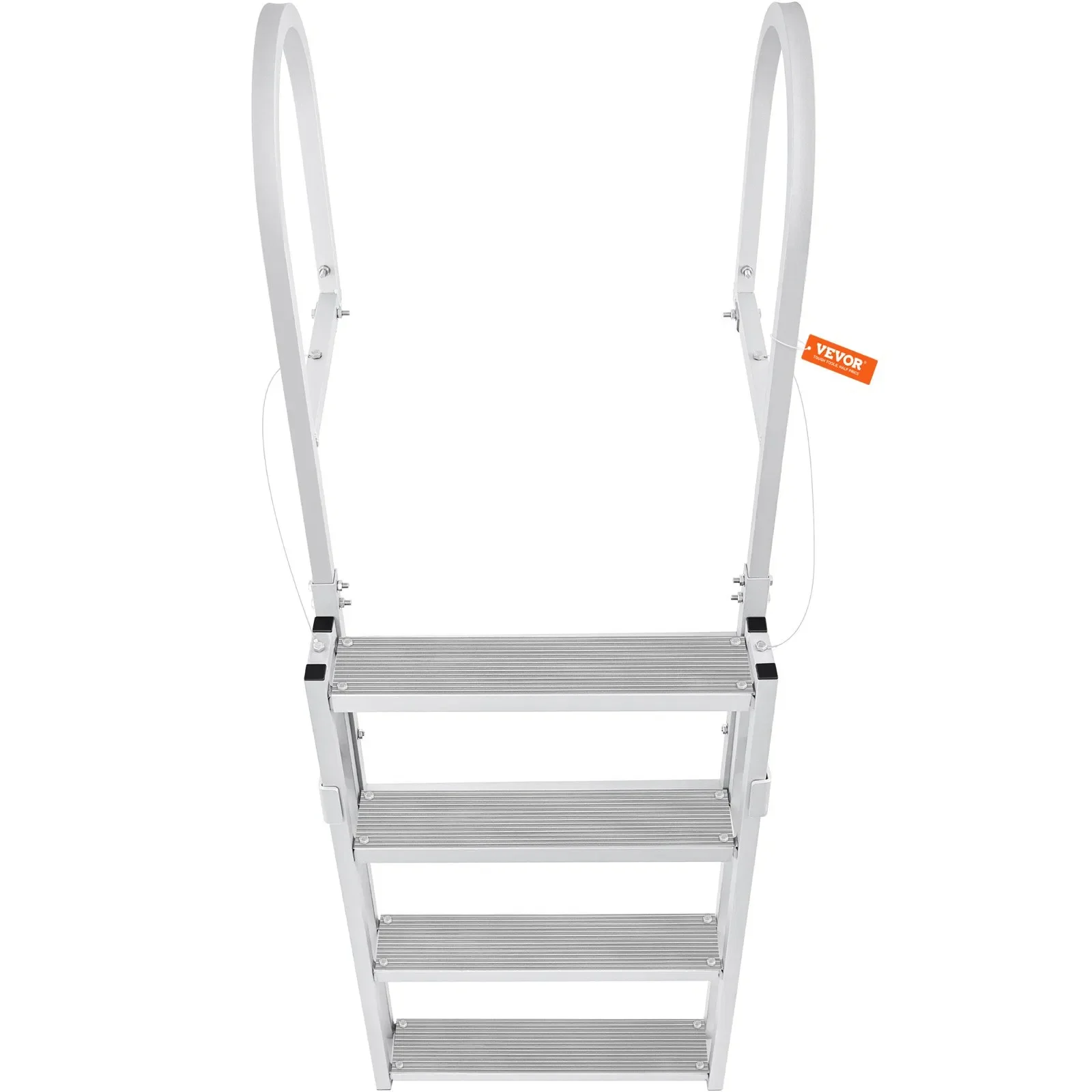 Ship Dock Ladder Retractable 5 Steps Pontoon Boat Ladder with 66.9''-78.9'' Adjustable Height 4'' Wide Step Rubber Mat