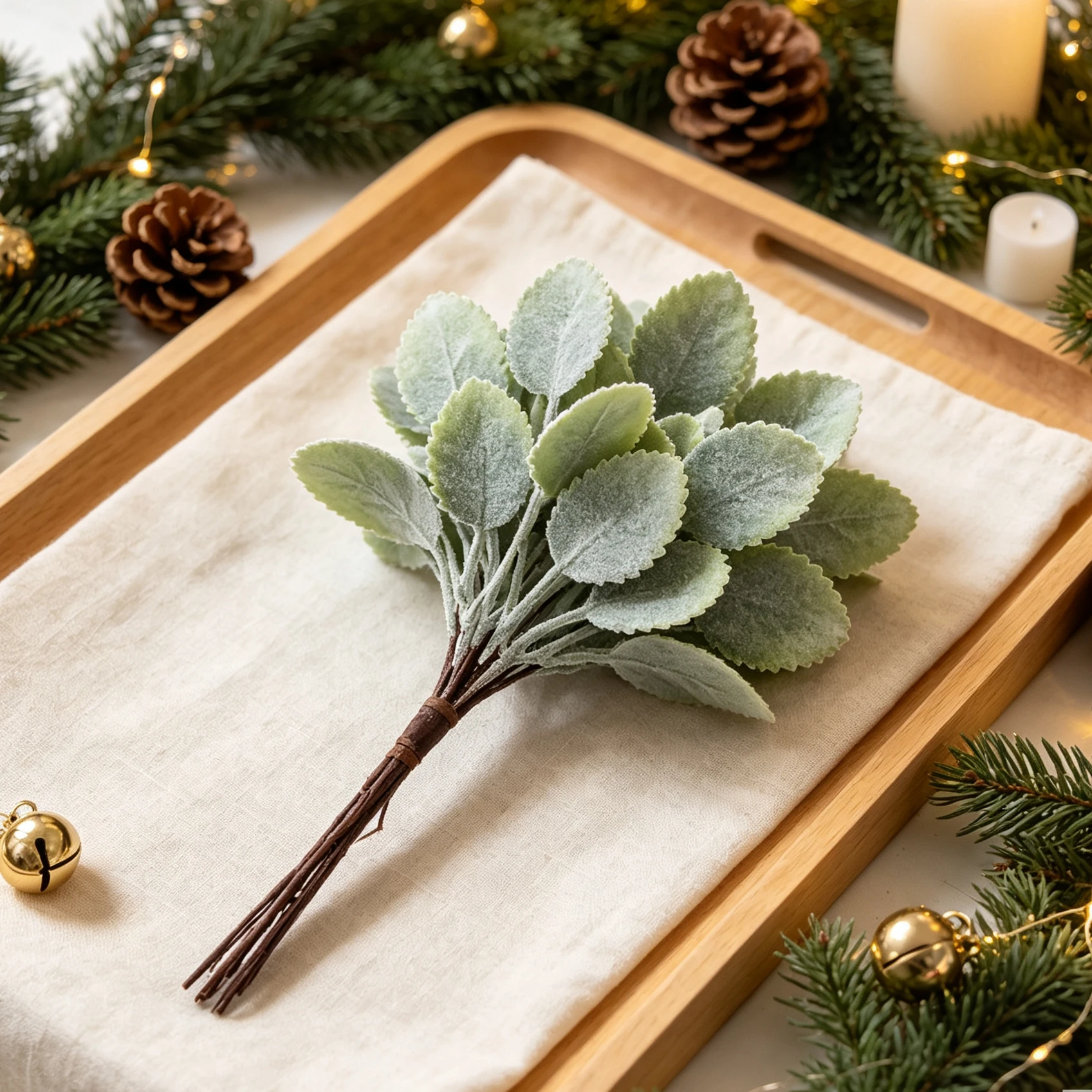 Artificial Rose Leaves Bouquet Christmas Tree Filler Wedding Holiday Yard Home Table Vase Windowsill Mini Bonsai DIY Decorations