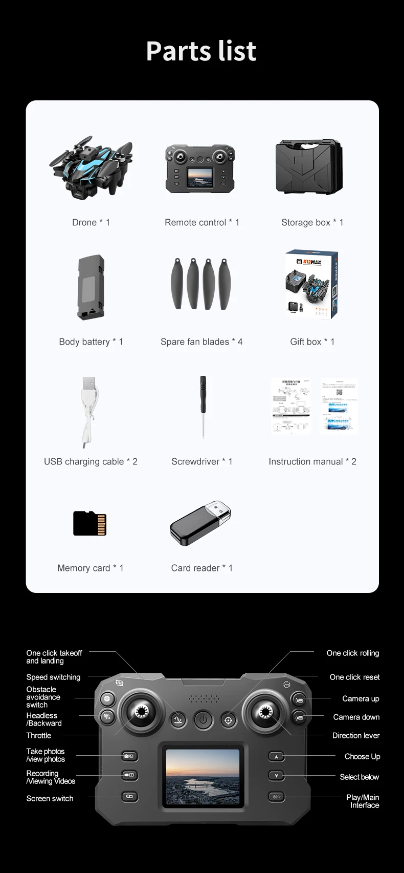 8K ESC Camera Brushless Remote Control Screen Drone 2.4G Remote Control With Screen Display For Real-time Transmission Drone Toy
