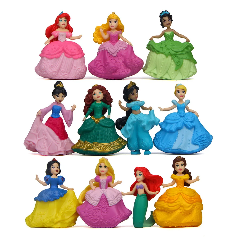 11 szt./a zestaw Disney Princess syrenka Sandyrilla śnieżnobiałe miniaturowe figurki na biurku mikro element dekoracji krajobrazu ozdoby dla lalek zabawki