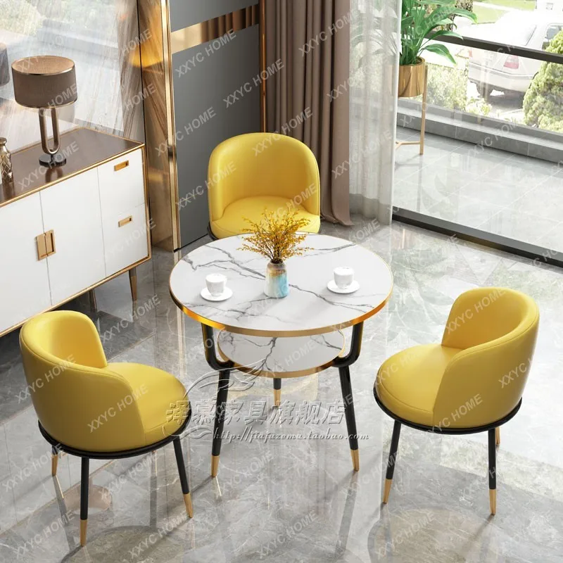 Double-Layer Small round Table Reception Negotiation Sales Office Rest Area Leisure Reception Table and Chair Combination