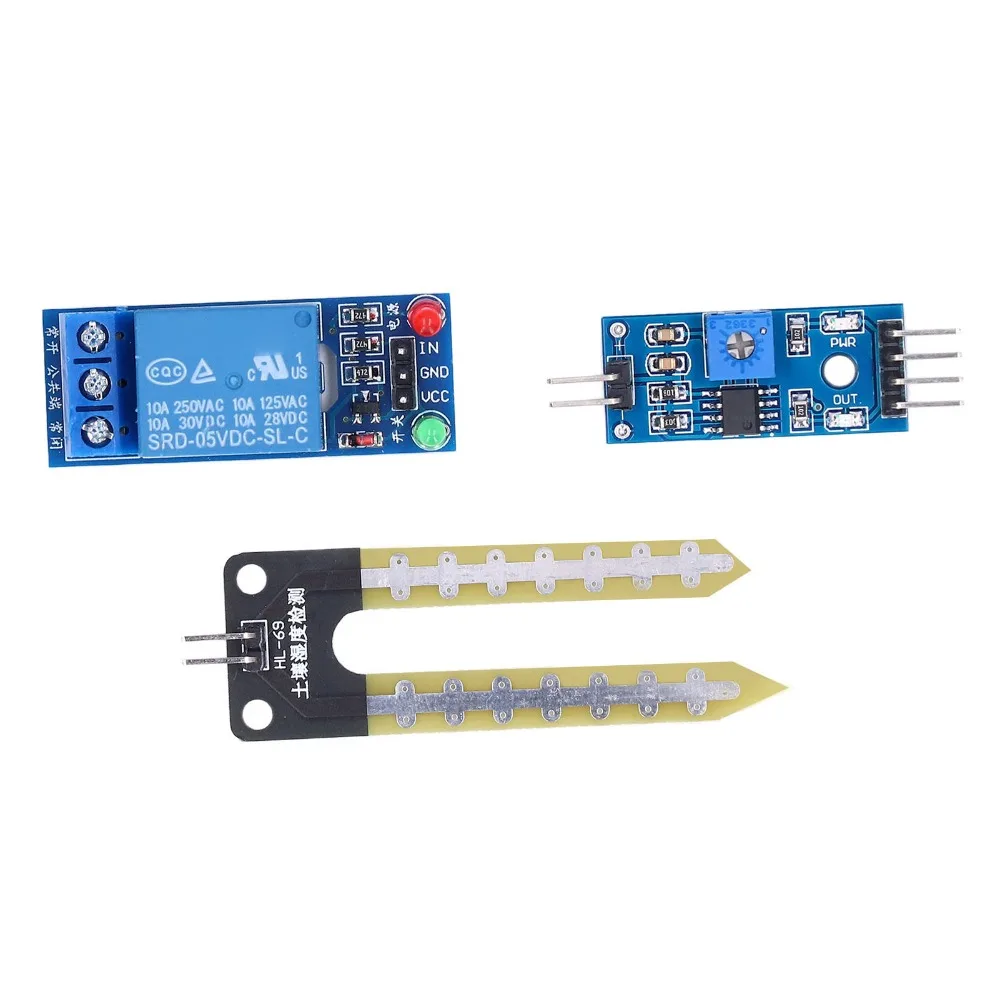 

5 В DIY электронный комплект для полива, автоматическая система, регулируемая чувствительность, датчик влажности почвы, модуль насоса