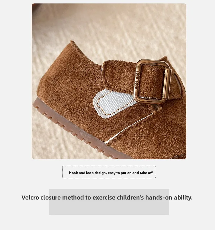 2026 Neue Freizeitschuhe für Jungen und Mädchen, modische Kinderschuhe mit Schnalle, runder Zehenpartie, im britischen Stil, Loafer, Unisex-Schuhe für Kinder, Baby-Laufschuhe – Detail 5