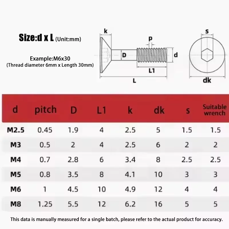 304 Stainless Steel M2.5 ~ M8 Countersunk Head Socket Lock Screw Hand Tightened Non Loosening Bolt Flat Head Captive Screws