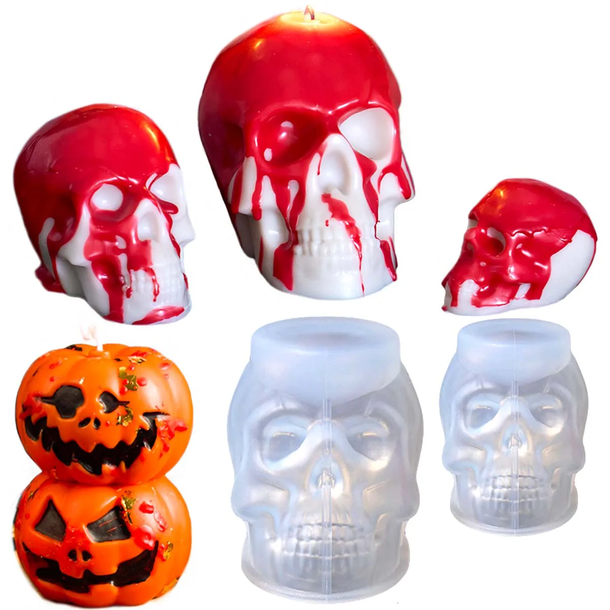Halloween Schädel Kürbis Kerze Silikon Form DIY Handgemachte Aromath Seife Gips Harz Handwerk Casting Formen Hause Urlaub Dekor