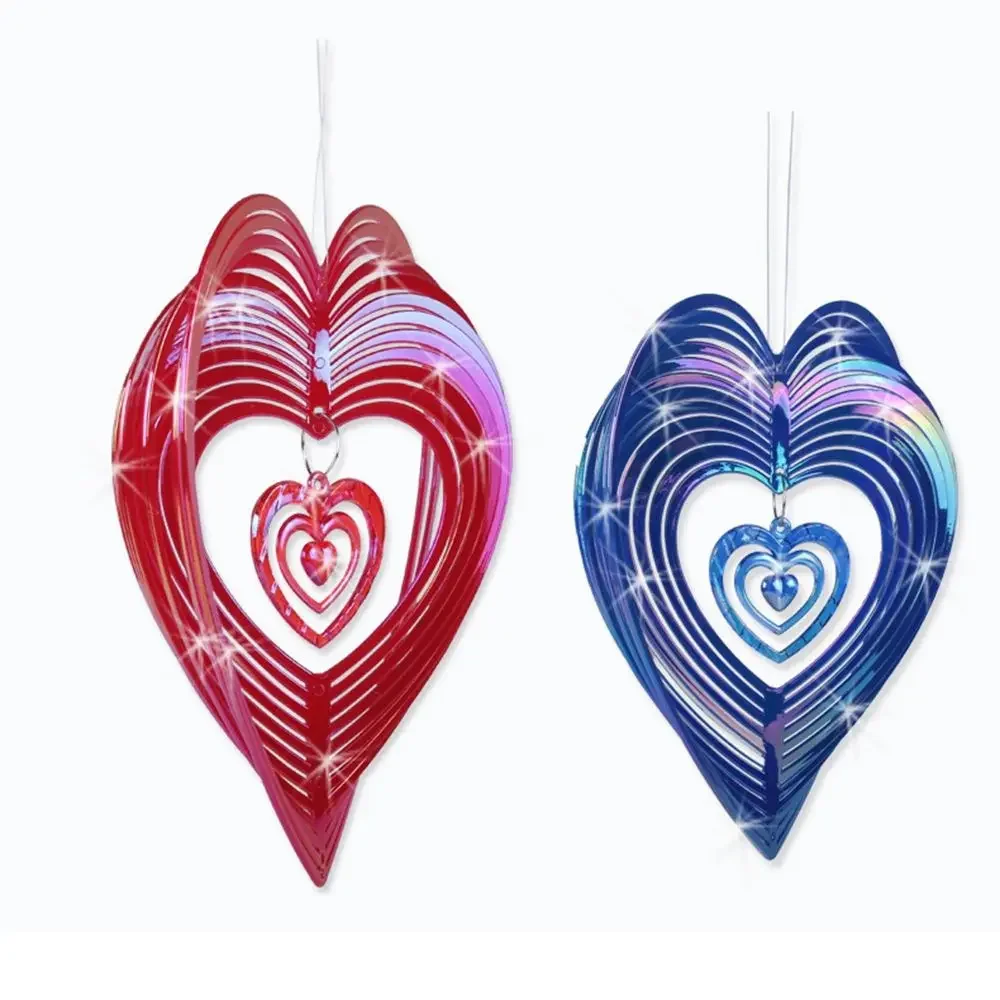 Metal Wind Chime Beating Heart Love Rotating Wind Chime Hang Decoration Spinner Stainless Steel ABS Wind Catcher