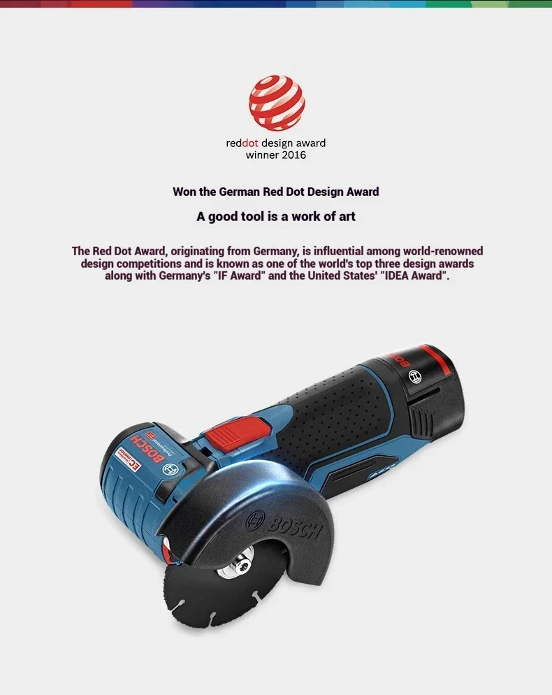 New Bosch GWS 12V-76 Mini Grinder, Spindle Lock for Quick Disc Swaps, Durable Housing for DIY & Light Professional Use
