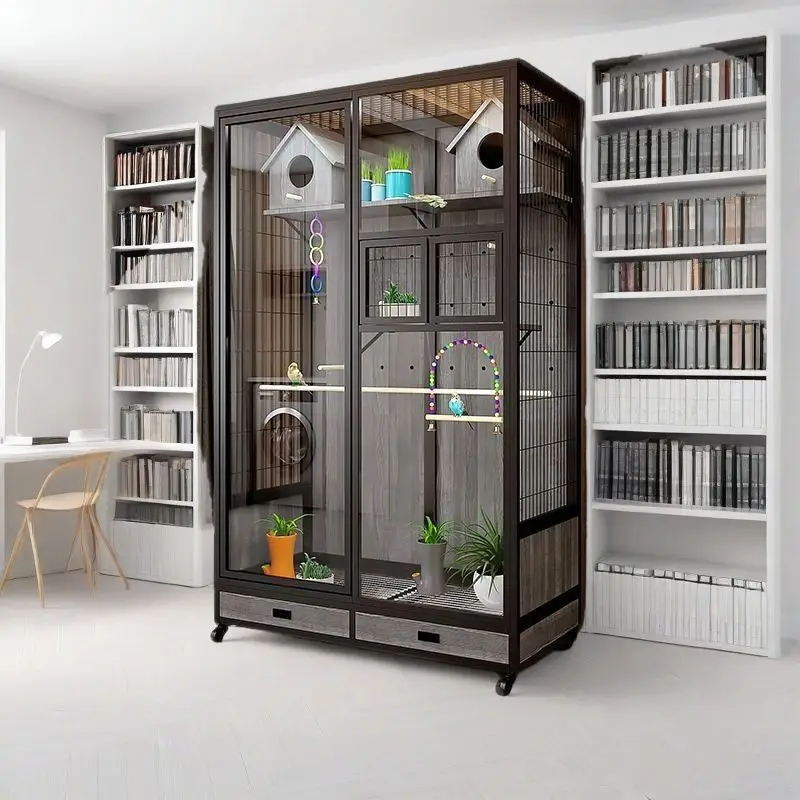 

Bird cage, parrot cage, tiger skin, Xuanfeng myna, large extra large luxury villa, transparent breeding