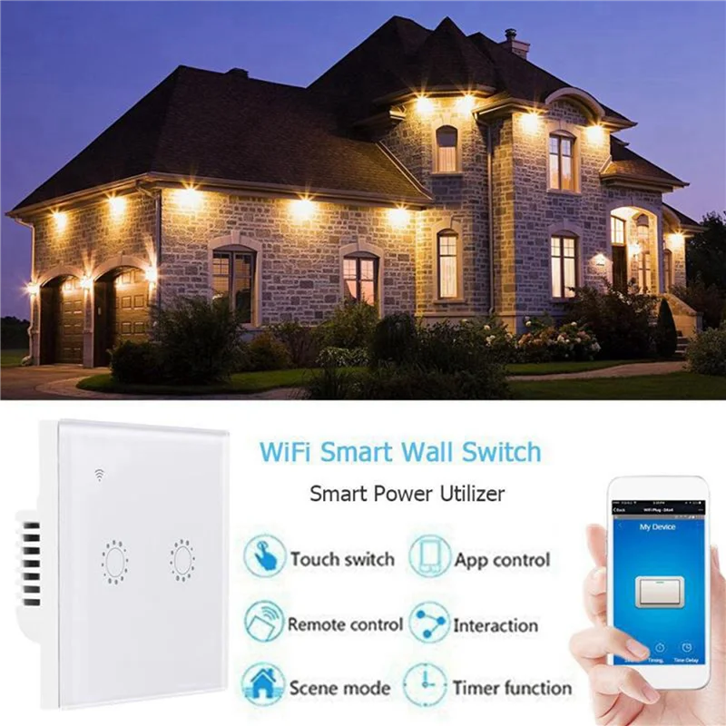 

2X приложение Wi-Fi пресс-переключатель рольставней переключатель жалюзи переключатель штор Alexa-черный