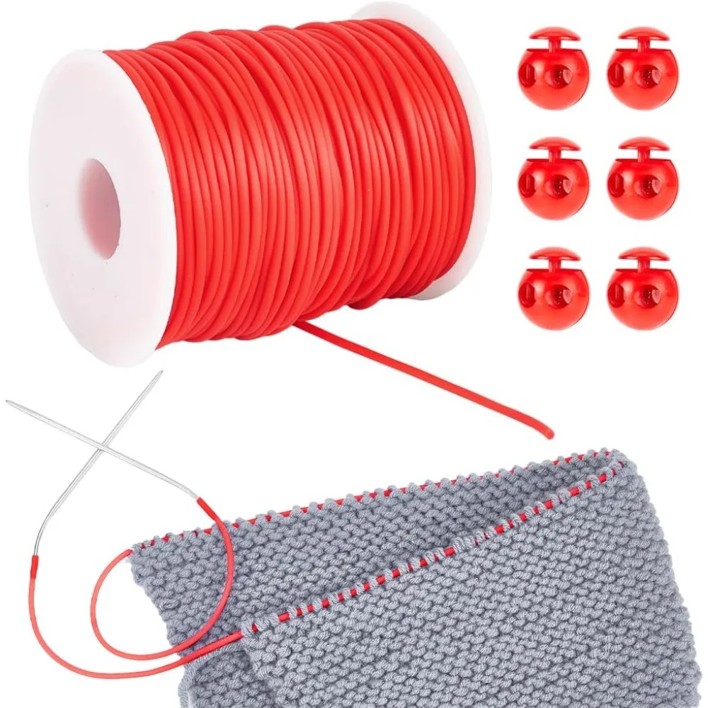 Cord Lock Kit 54.68 Yards Tubular Synthetic Rubber 6 Pcs Plastic  Locks for Drawstring Stop Elastic Shoelace Lock