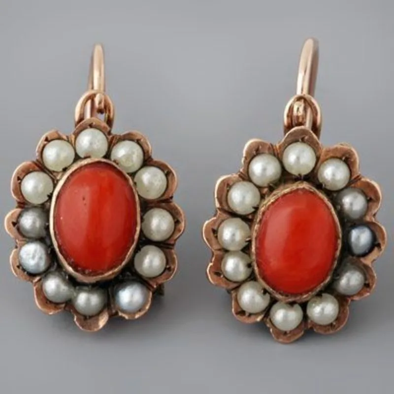 Vintage-Ohrring mit synthetischem rotem Türkis in Blumenform für Damen, Party, Hochzeit, Ohrschmuck, eleganter Schmuck