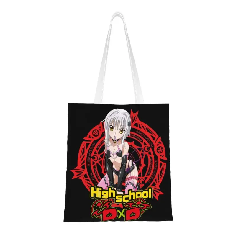 Funny Sexy Girl High School DxD Koneko Toujou Shopping Tote Bags Reusable Canvas Grocery Shoulder Shopper Bag