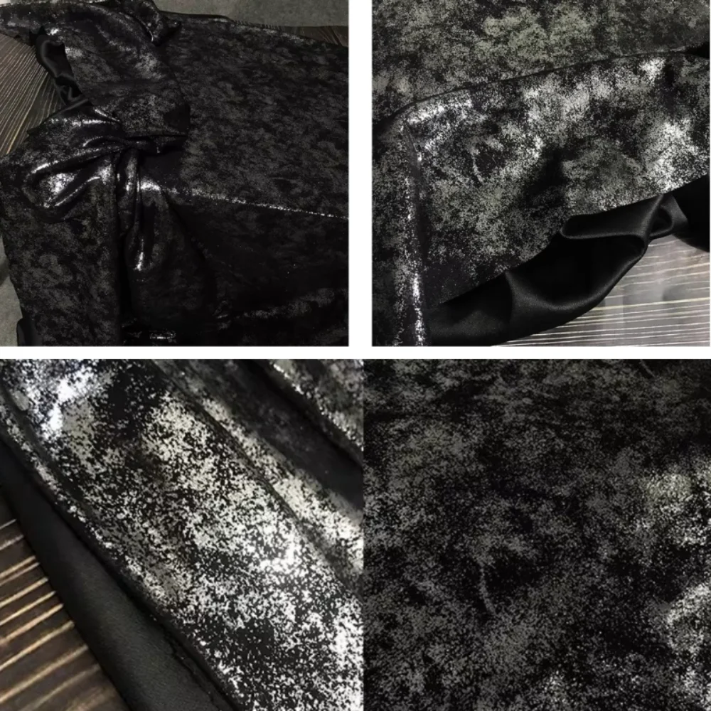 

Black Silver Reflective Elastic Bronzing Suede Fabric Diy Sewing Sold By The Yard Material Wholesale Cloth